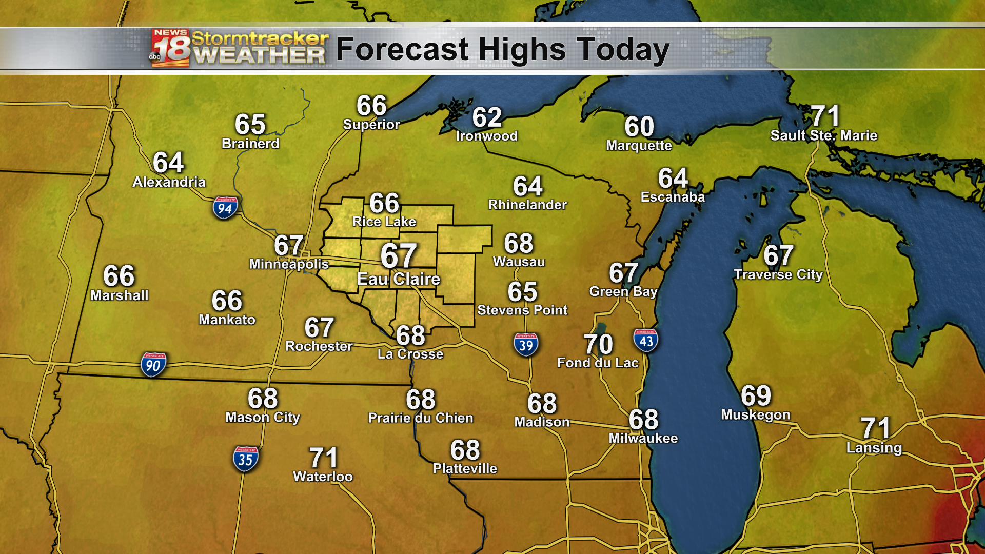 State – Forecast Highs Today